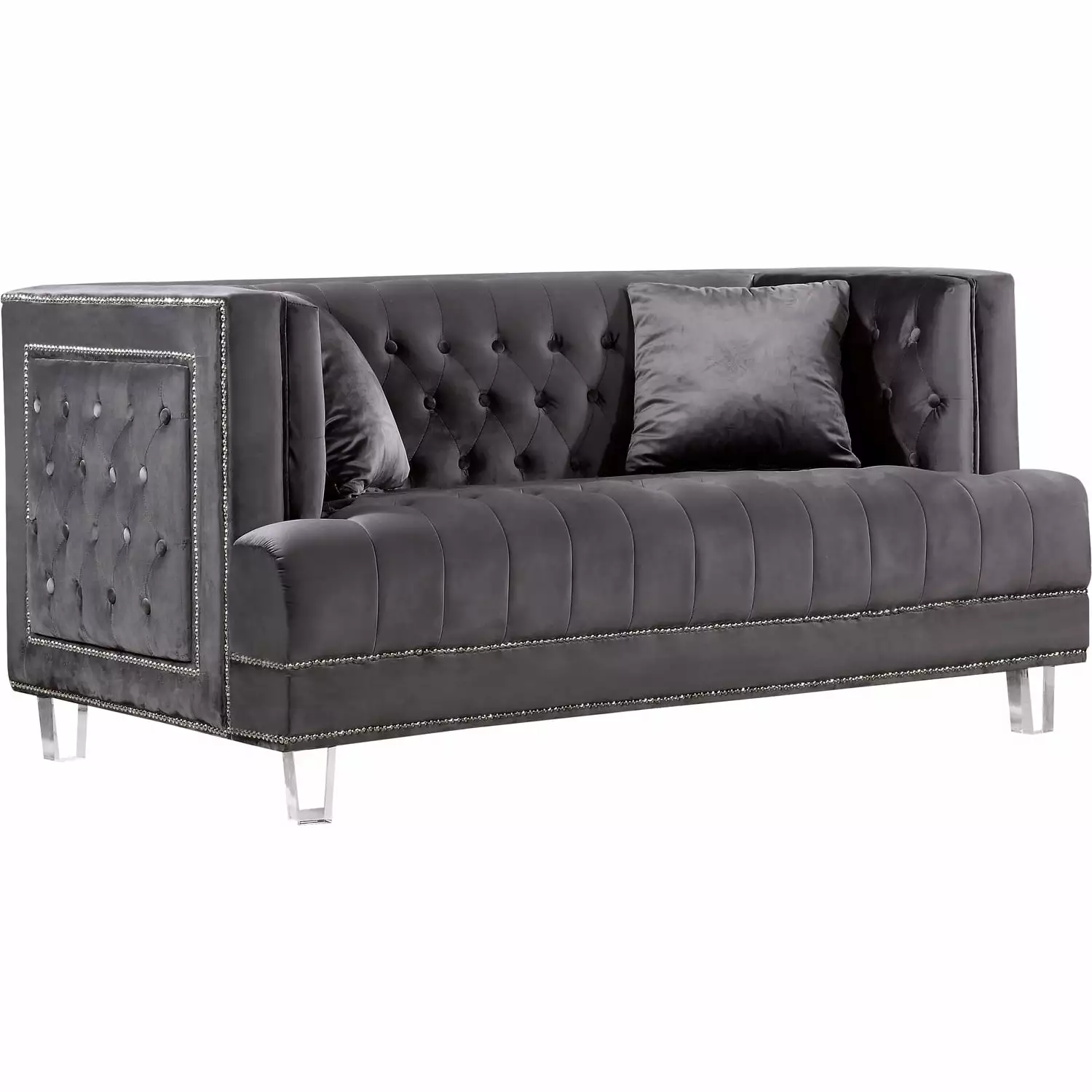 Homestock African Adventure Grey Velvet Loveseat