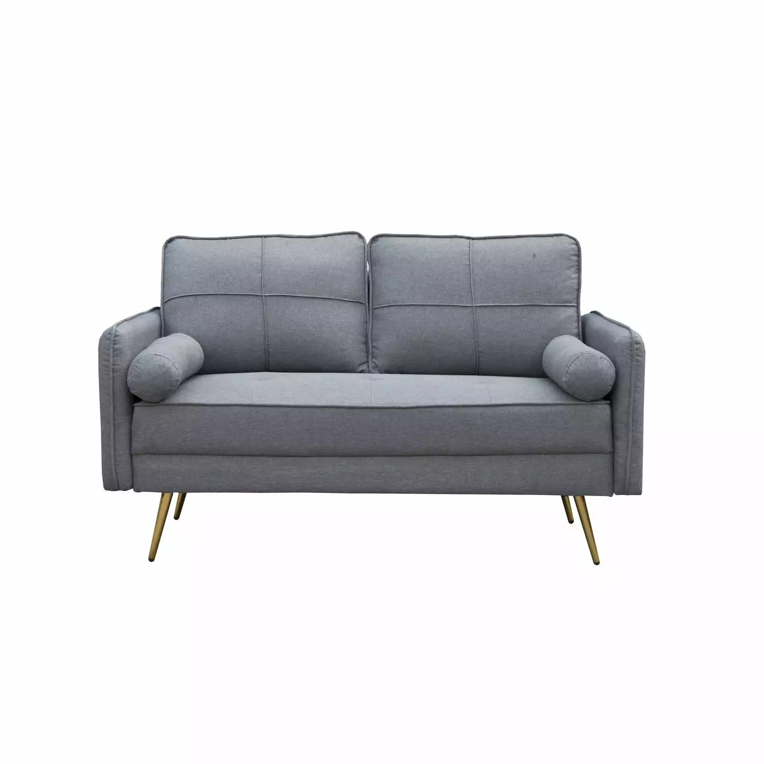 Hybition Velvet Loveseat Modern Sofa Upholstered Couch with Bolsters & Metal Legs for Living Room.Bedroom.Study.Playroom.Apartment - Lightgrey