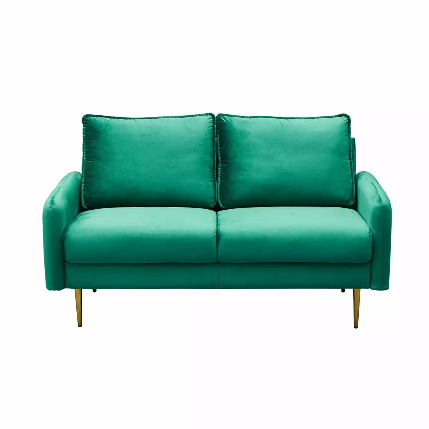 Hybition Velvet Loveseat Modern Sofa with Metal Legs for Living Room-Green