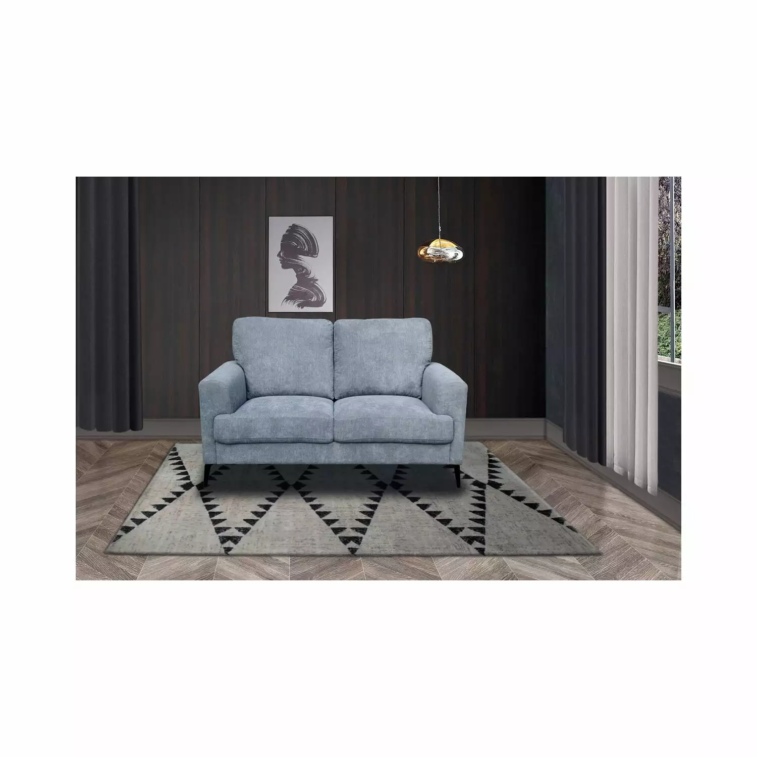 Jackson Gray Chenille Loveseat with Black Metal Legs