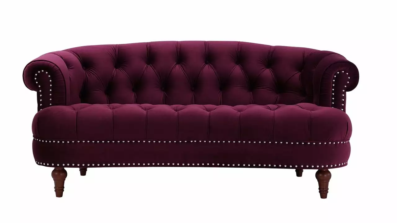 Jennifer Taylor Home La Rosa 68.5 Victorian Chesterfield Loveseat Sofa. Burgundy