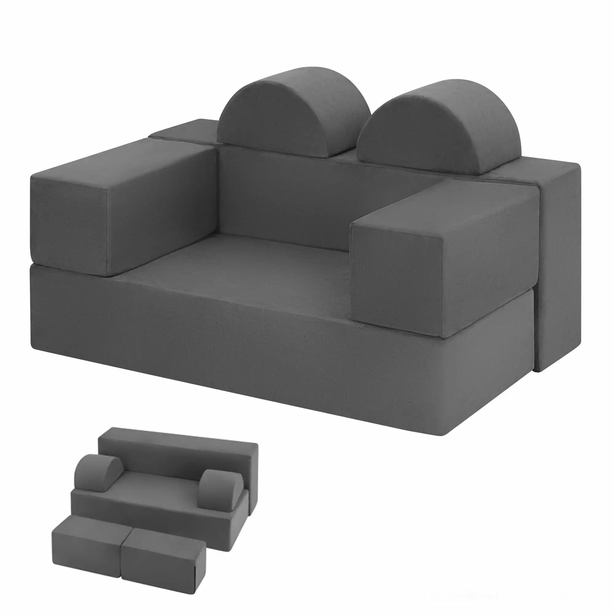 Kids Sofa Couch. Modular Toddler Couch for Bedroom and Playroom Furniture. Gift for Kids. GrayPCS Kids Sofa Couch. Modular Toddler Couch for Bedroom and Playroom Furniture. Gift for Kids. Gray