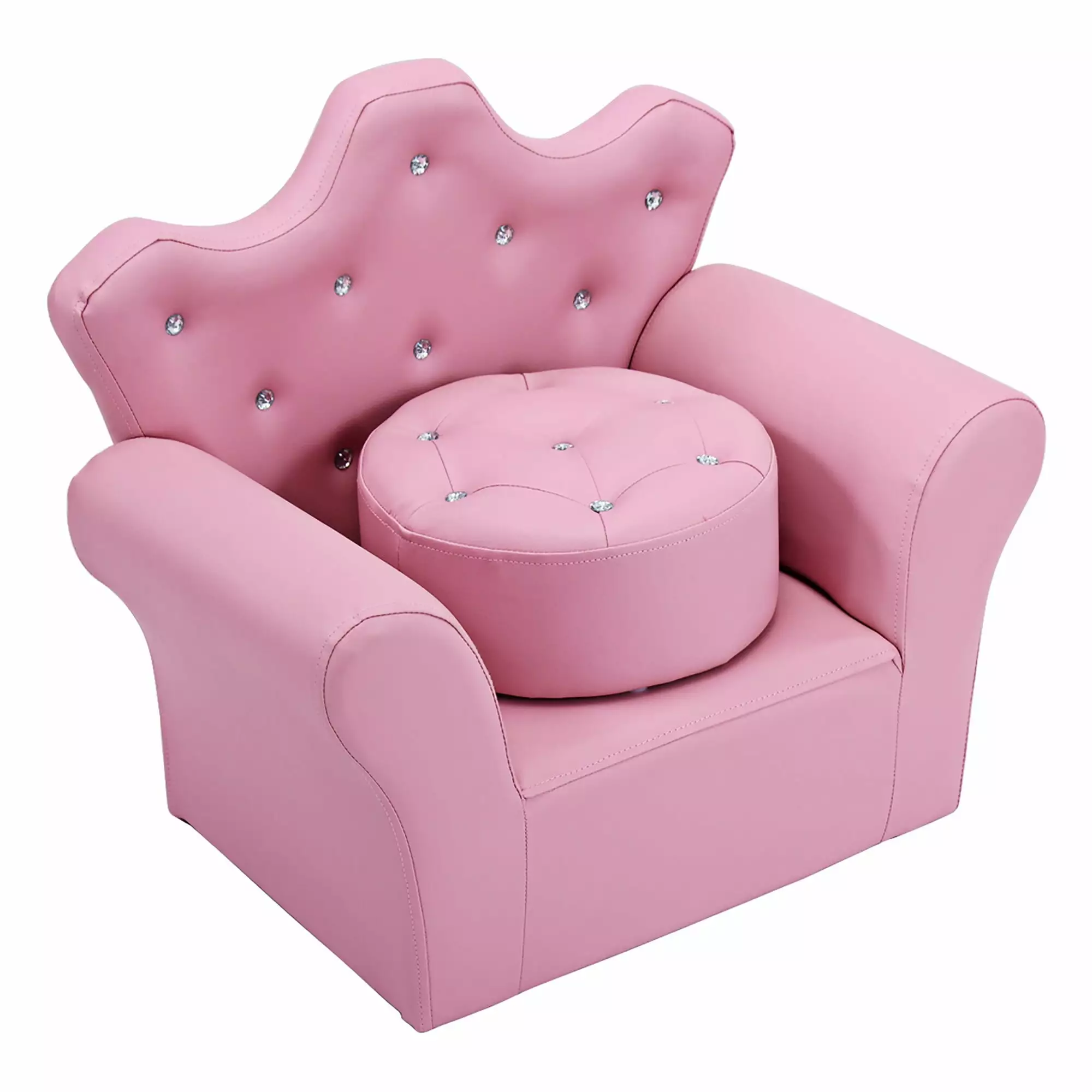 Kids Sofa PVC Leather Princess Sofa with Embedded Crystal