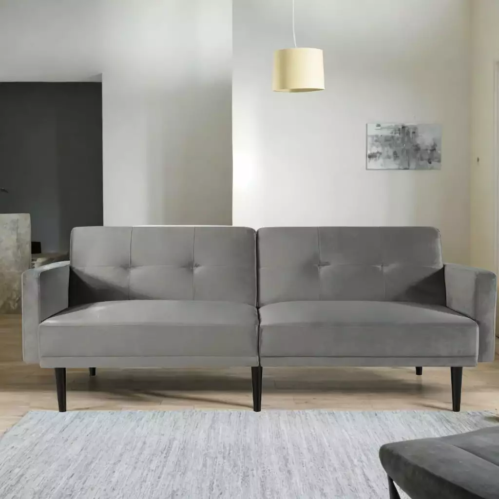 Knubmt 2 Seater Loveseat Sofa with Wood Legs. Folding Upholstered Linen Sofa Bed for Living Room. Office