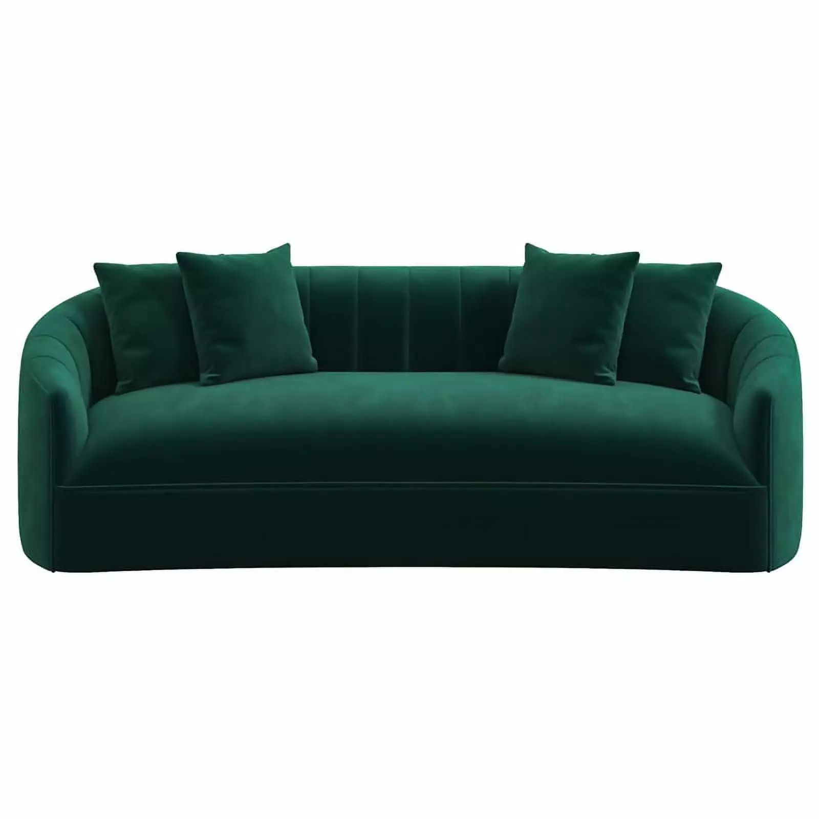 Kont Mid Century Modern Japandi Style Tight Back Velvet Couch in Green