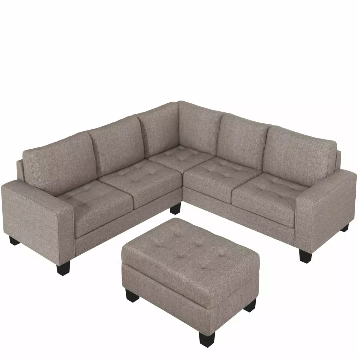 L-Shape Sectional Corner Sofa Couch with Wide Armrest-Siting and Padded Cushion. Reversible Sofa with Ergonomic Back and Footrest. Upholstered Sofa with Wood Frame for Living Room