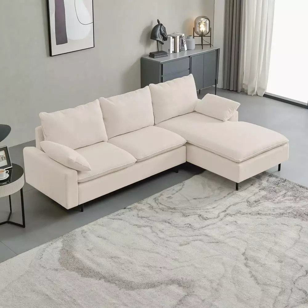 L-Shaped Corner Sofa with 2 Movable Left Chaise. Reversible Sectional Sofa. Modern Modular Sectional Couch