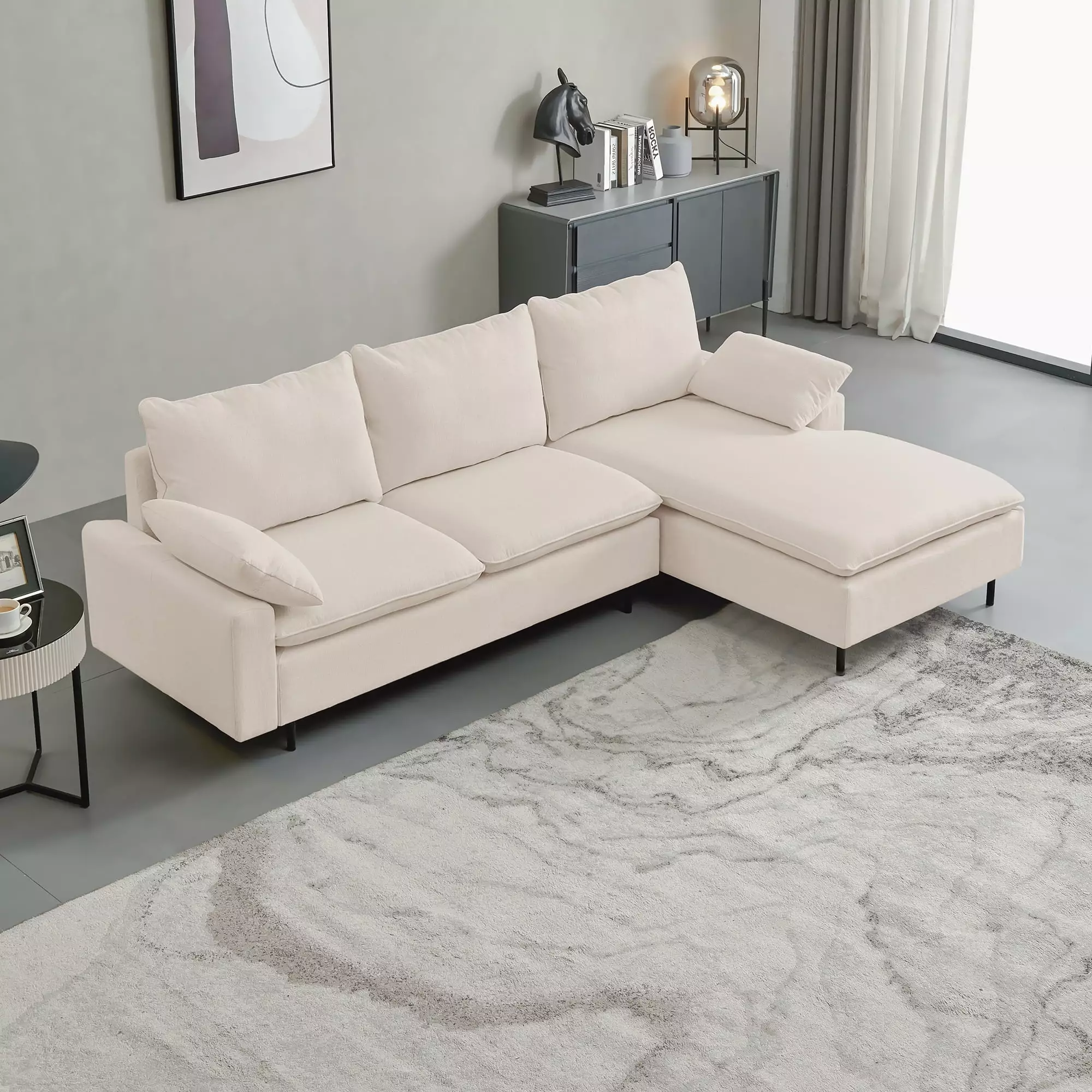 L-shaped Corner Sofa With 2 Movable Left Chaise Reversible Sectional Sofa. Modern Modular Sectional Couch Sectional Modular Sofa For Home Living Room 99.6 Inches