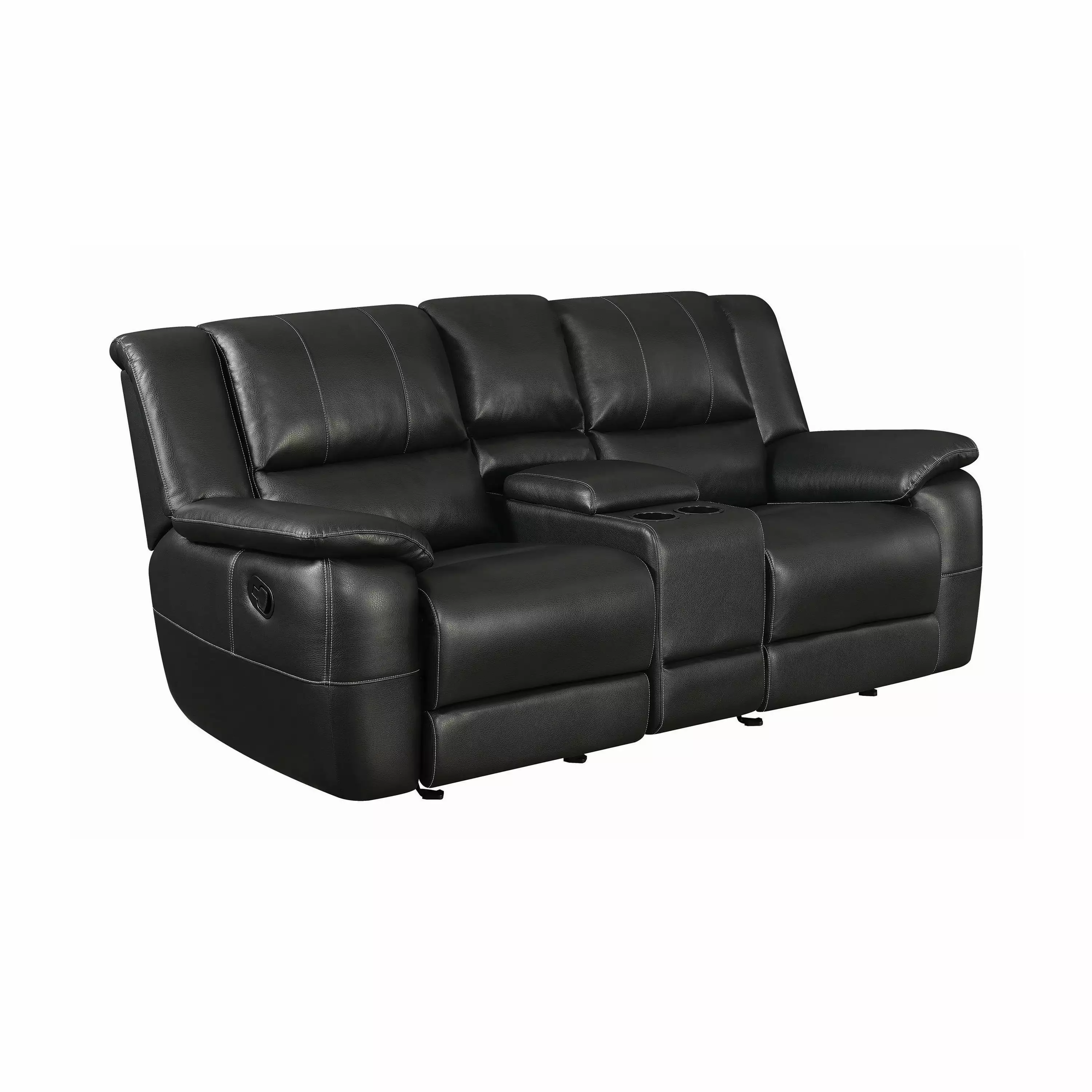 Lee Glider Loveseat with Console Black