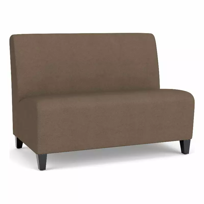 Lesro Siena Polyurethane Lounge Reception Armless Loveseat in Brown/Black