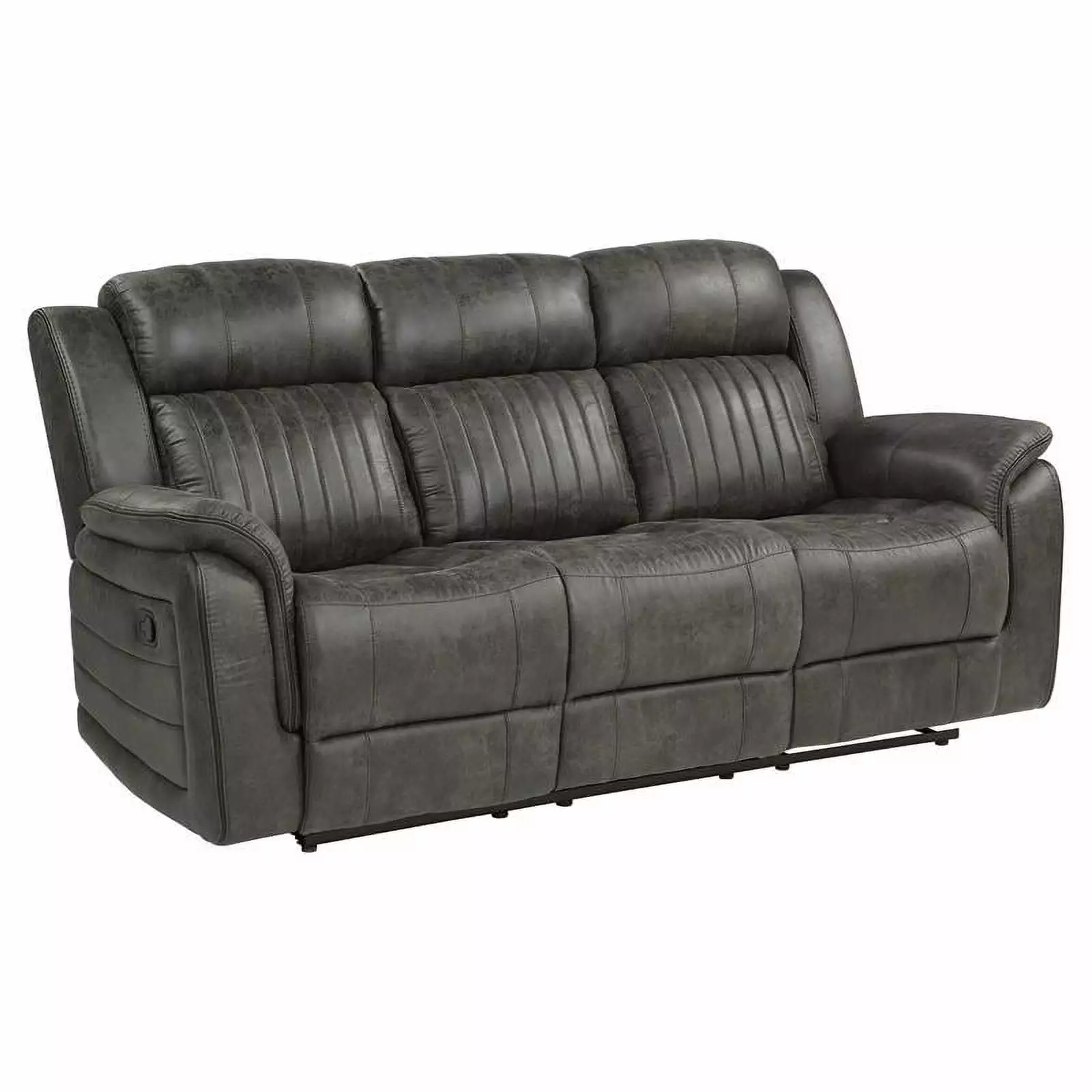 Lexicon Centeroak Microfiber Double Reclining Sofa in Gray