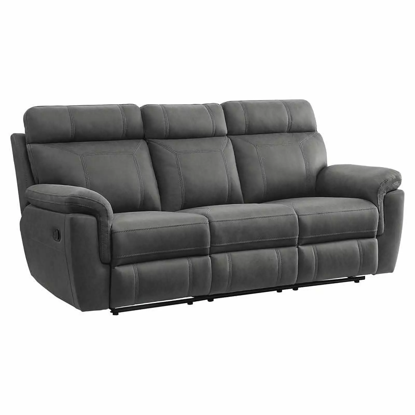 Lexicon Clifton 84.5 Microfiber Double Reclining Sofa with Cup Holders in Gray