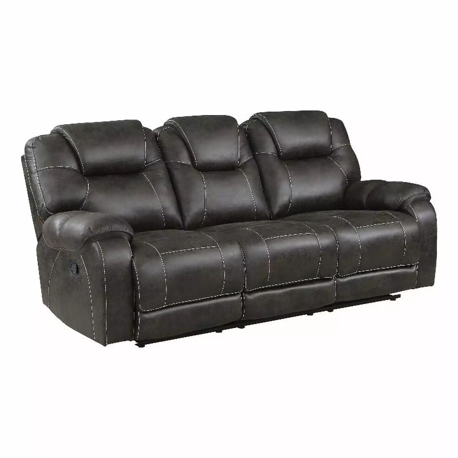 Lexicon Gainesville Microfiber Double Manual Reclining Sofa in Chocolate