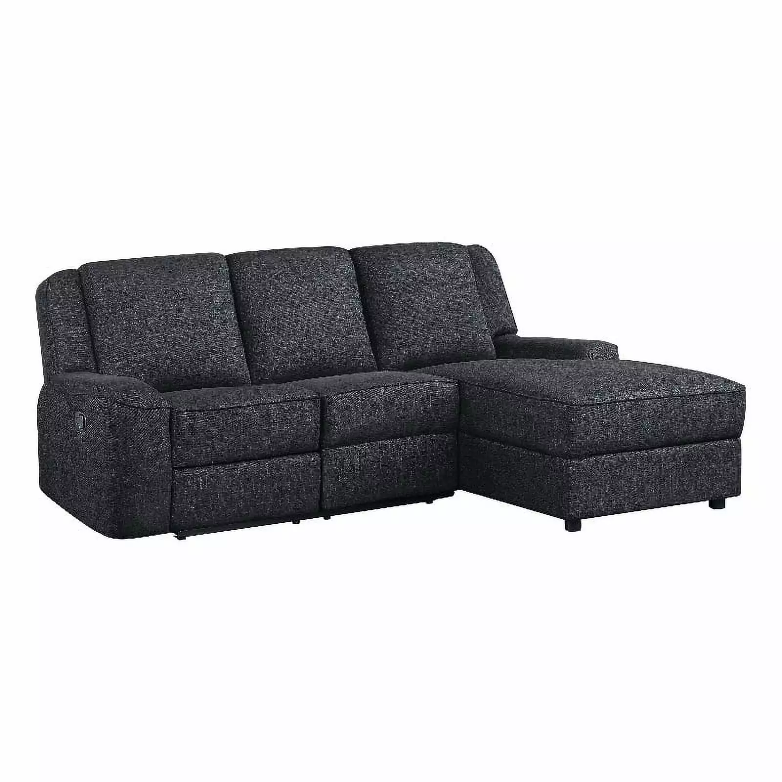 Lexicon Monterey 2-Piece Chenille Reclining Sectional with Right Chaise in Ebony