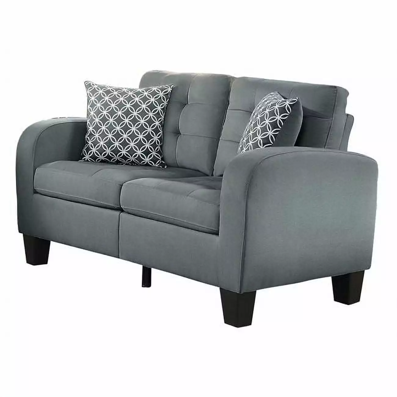 Lexicon Sinclair Upholstered Loveseat with 2 Pillows in Gray