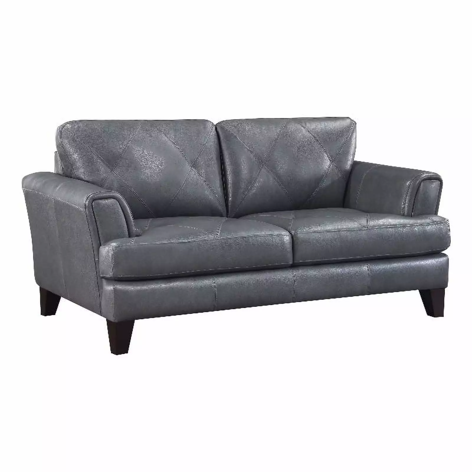 Lexicon Thierry 19 Modern Plywood and Leather Loveseat in Gray