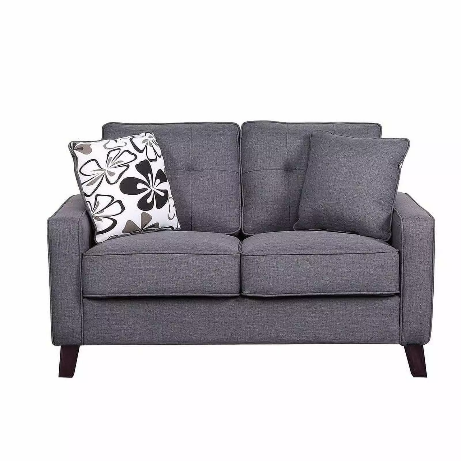 Lillana Linen Upholstered Tufted Loveseat Dark Grey