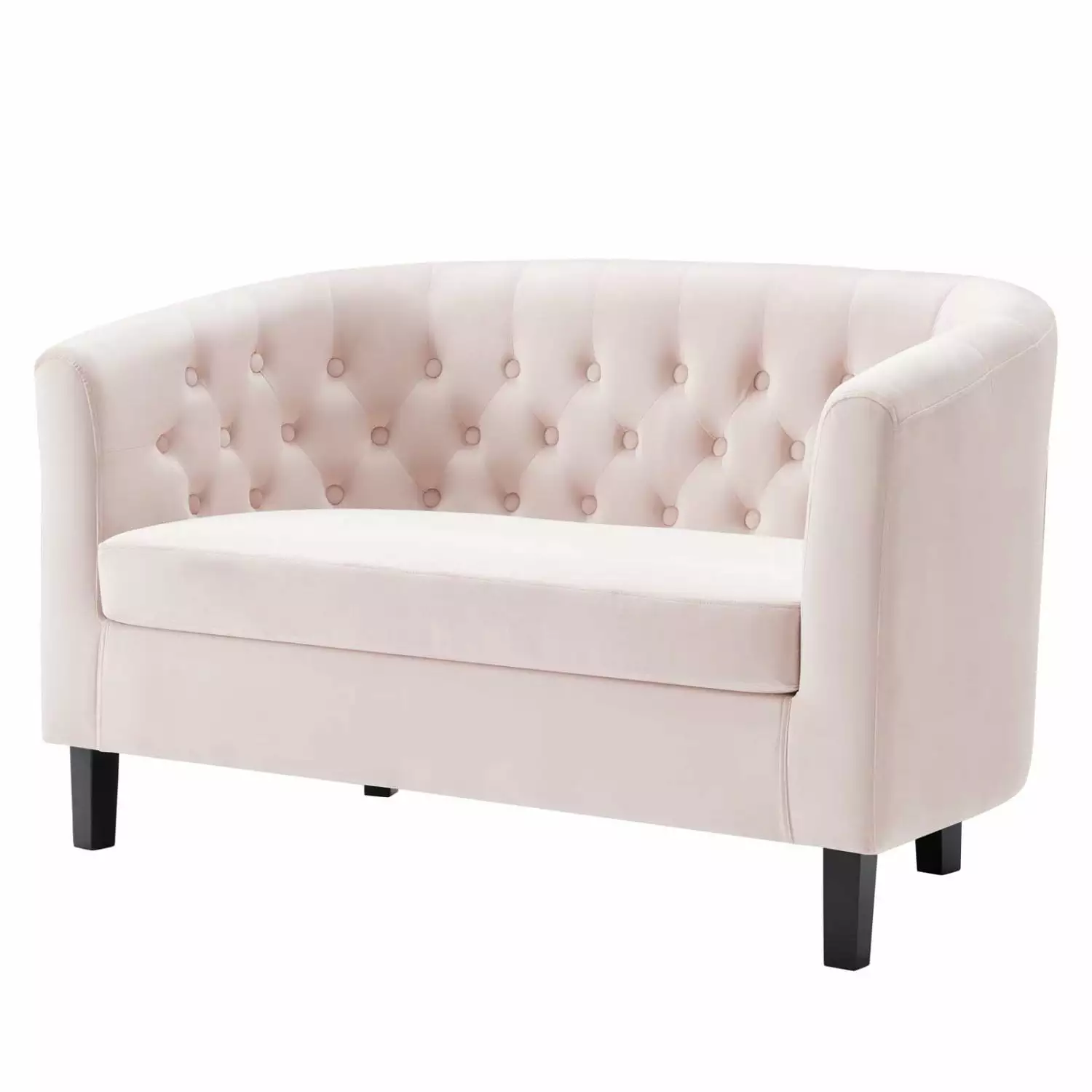 Loveseat Sofa Couch. Pink. Velvet. Living Kitchen Cafe Bistro Hospitality Restaurant. Modern Contemporary Boutique HB33092