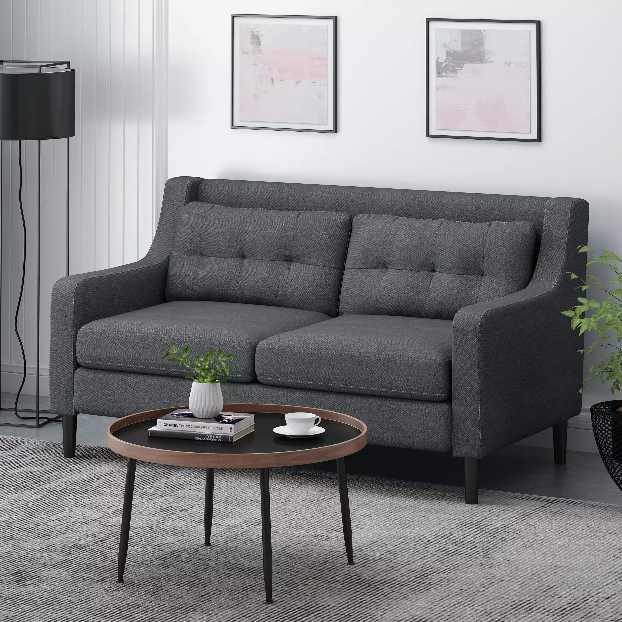 Loveseat The Slender Shape And Fluffy Upholstery Of The Sofa Couch Are Undoubtedly The Mid-Century Style. While Thewaterproof Fabric Bring Contemporary Elegance