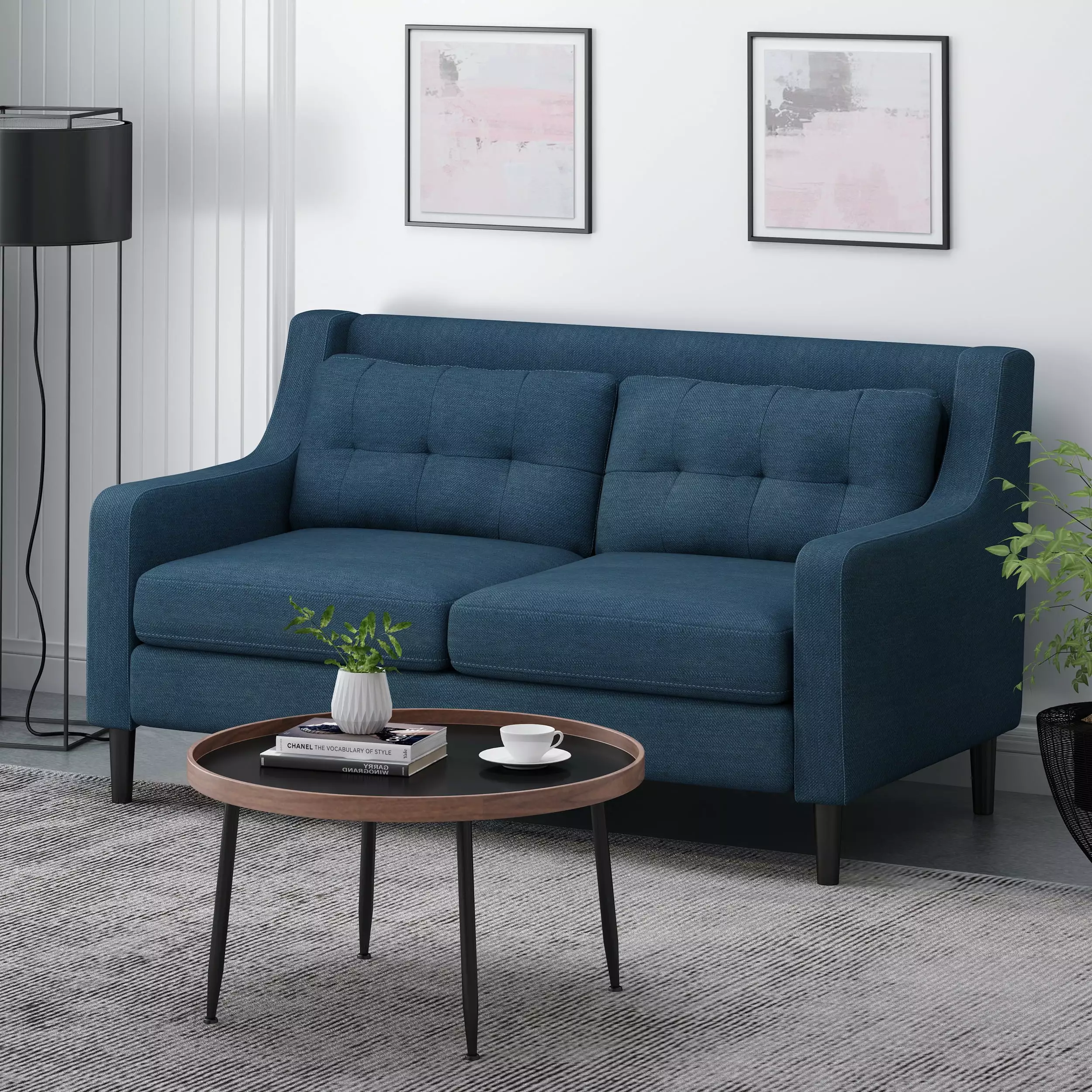 Loveseat The Slender Shape And Fluffy Upholstery Of The Sofa Couch Are Undoubtedly The Mid-Century Style. While Thewaterproof Fabric Bring Contemporary Elegance