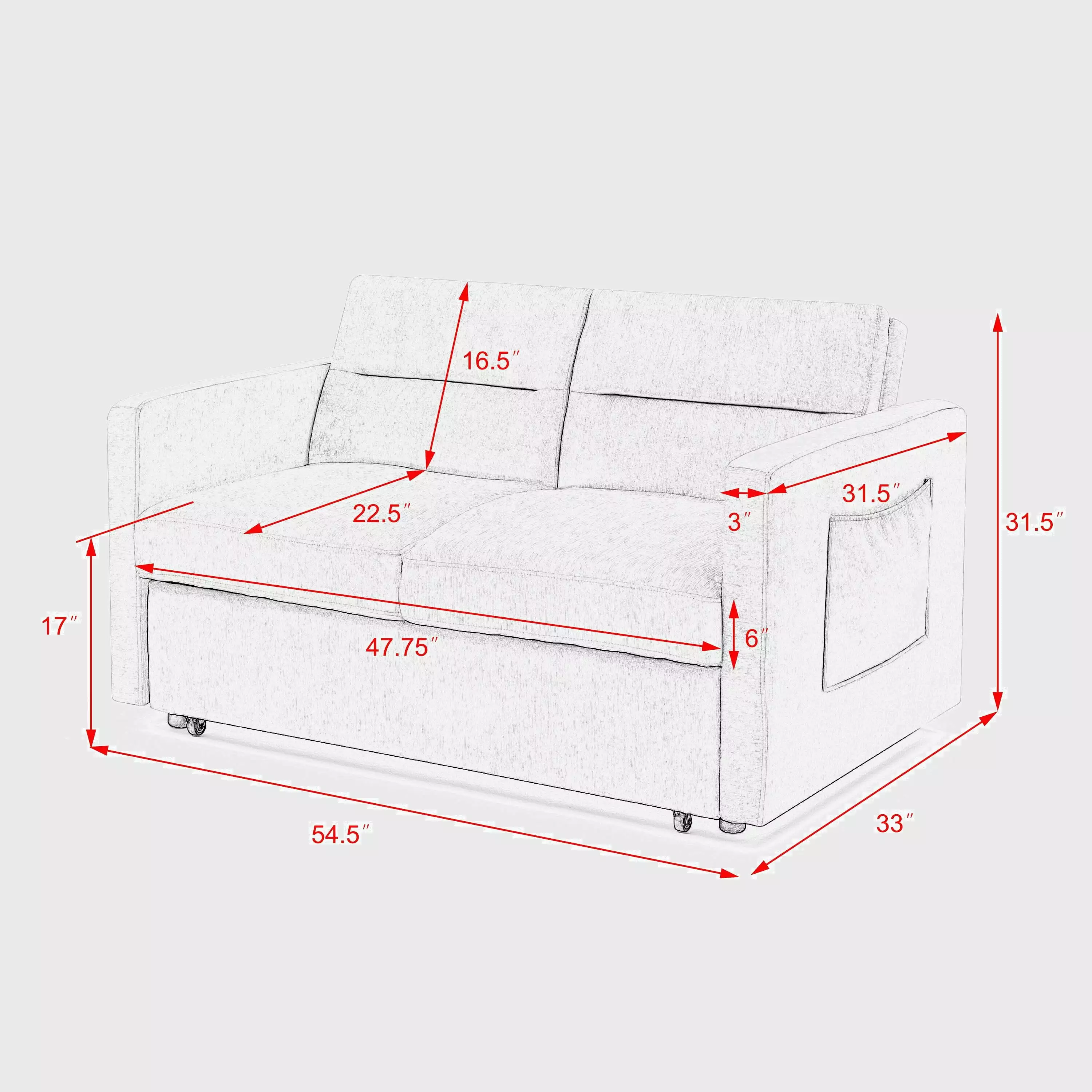 Loveseats Sofa Bed with Pull-out Bed