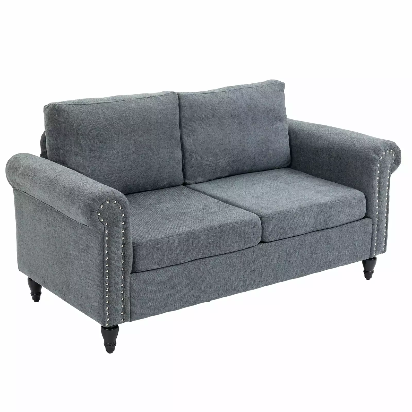 Ltmate 57 Small Modern Loveseat Sofa withBack Cushions and Rubber Wood Legs for Living Room. Gray