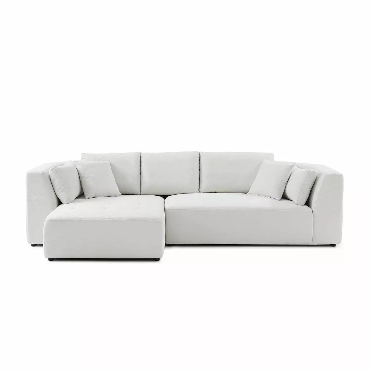 Luxurious Beige L-Shape Sectional Sofa - Left-Facing Chaise. Soft Fabric. Thick Cushions. Curved Corner Design. Ideal for Living Rooms