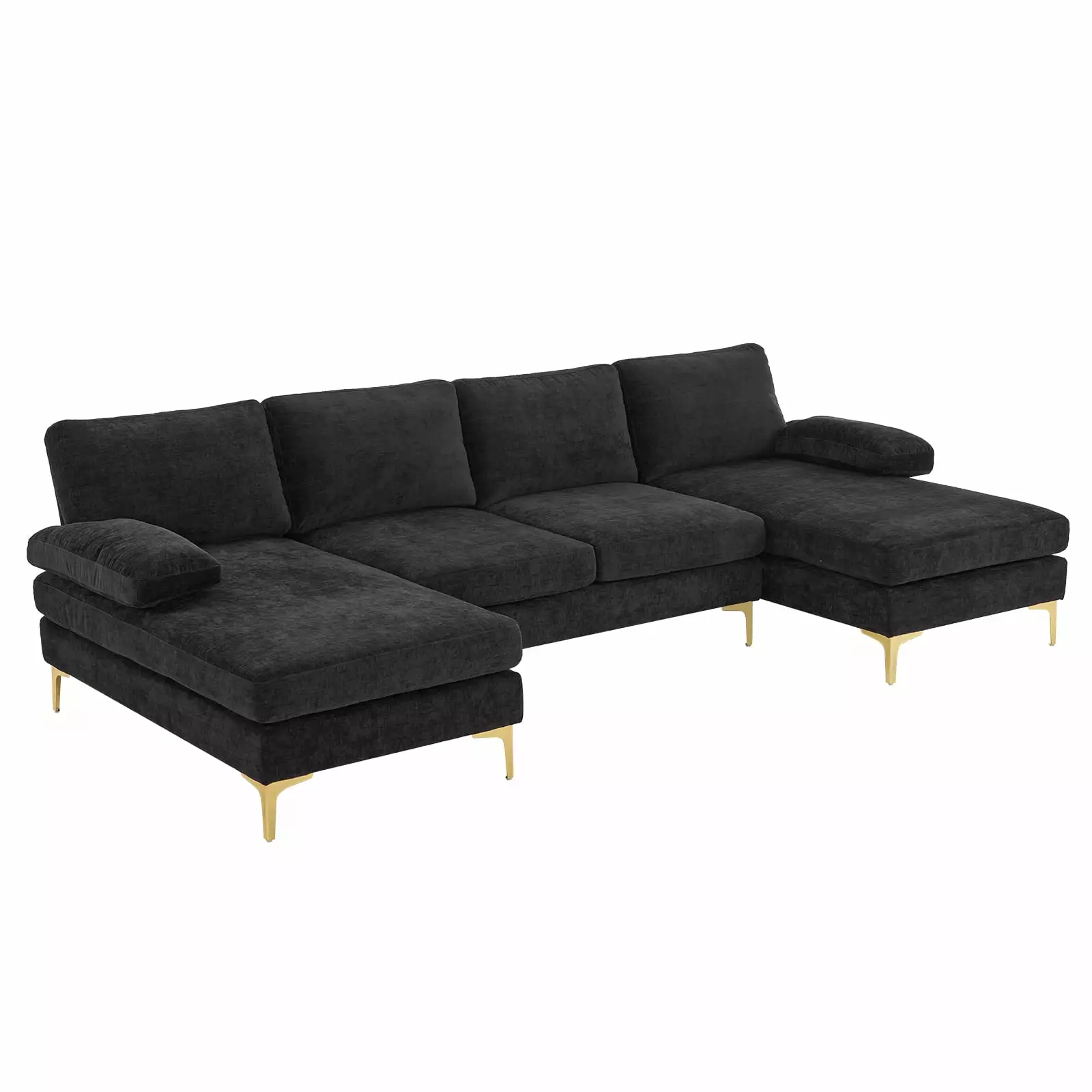 Mairbeon U-Shaped 4-Seat Indoor Modular Sofa Black--Same