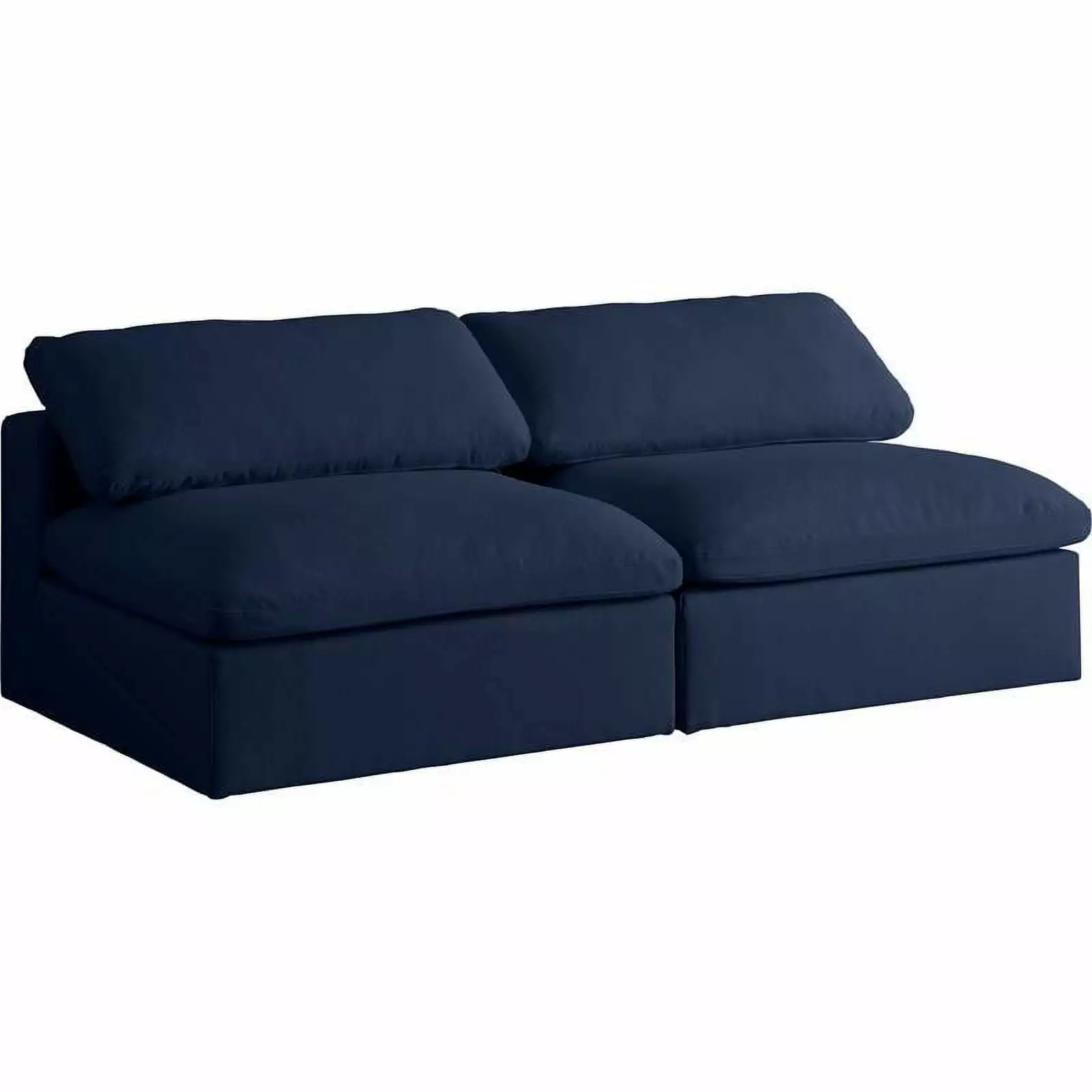 Maklaine 32''H x 78''W x 40''D Deluxe Navy Linen Fabric Modular Armless Sofa