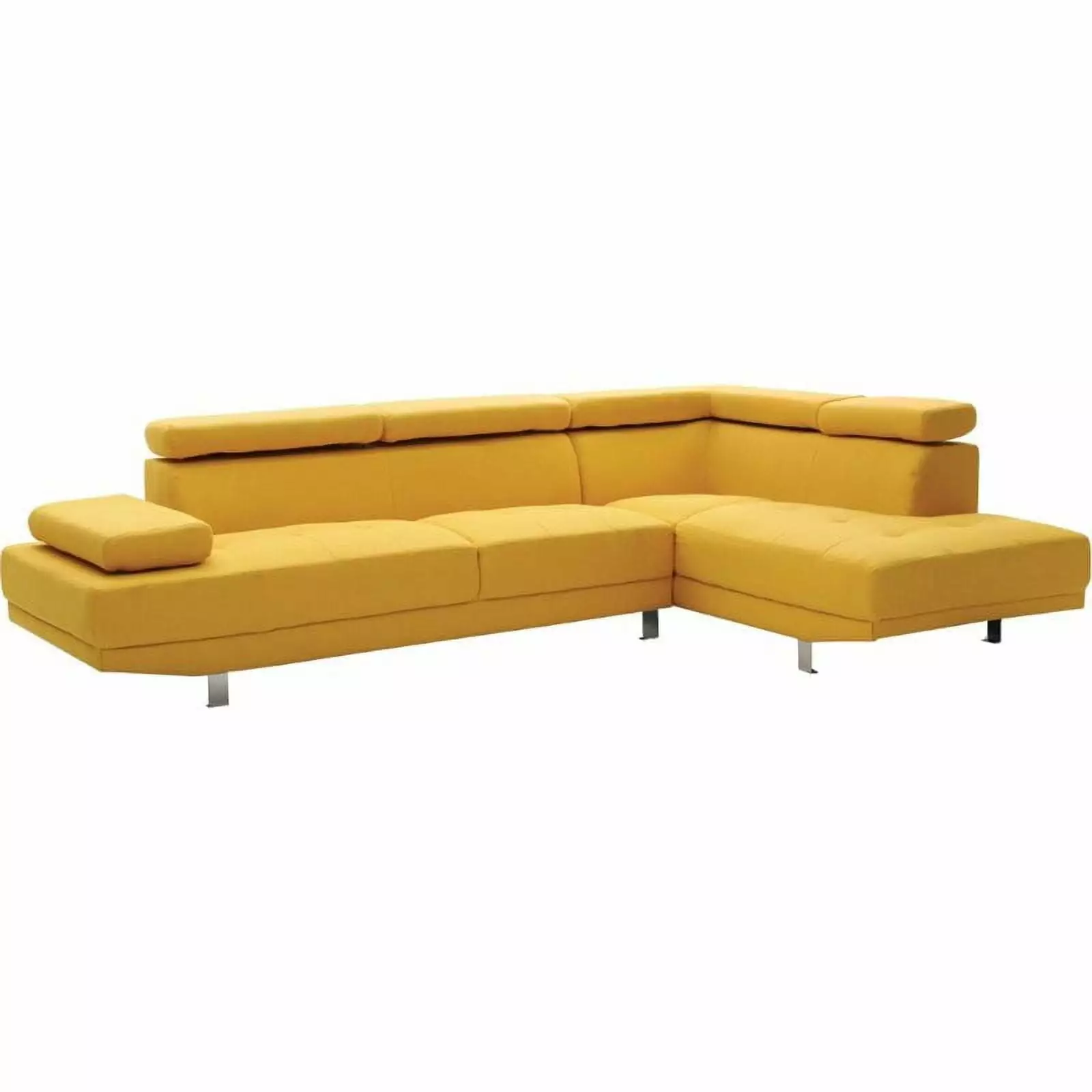 Maklaine Contemporary Fabric Twill Fabric Sectional in Yellow