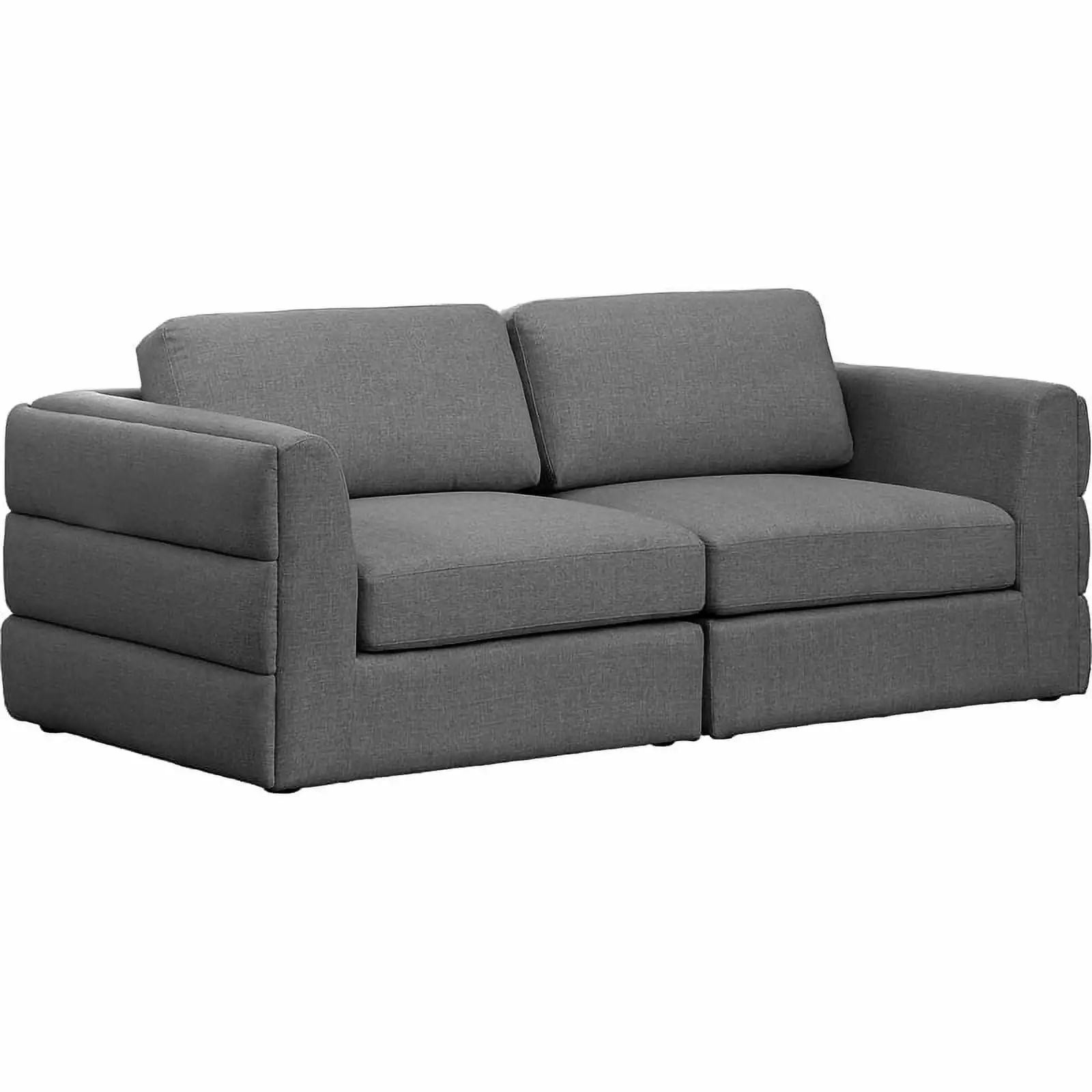 Maklaine Contemporary Grey Durable Linen Textured Fabric Modular Sofa