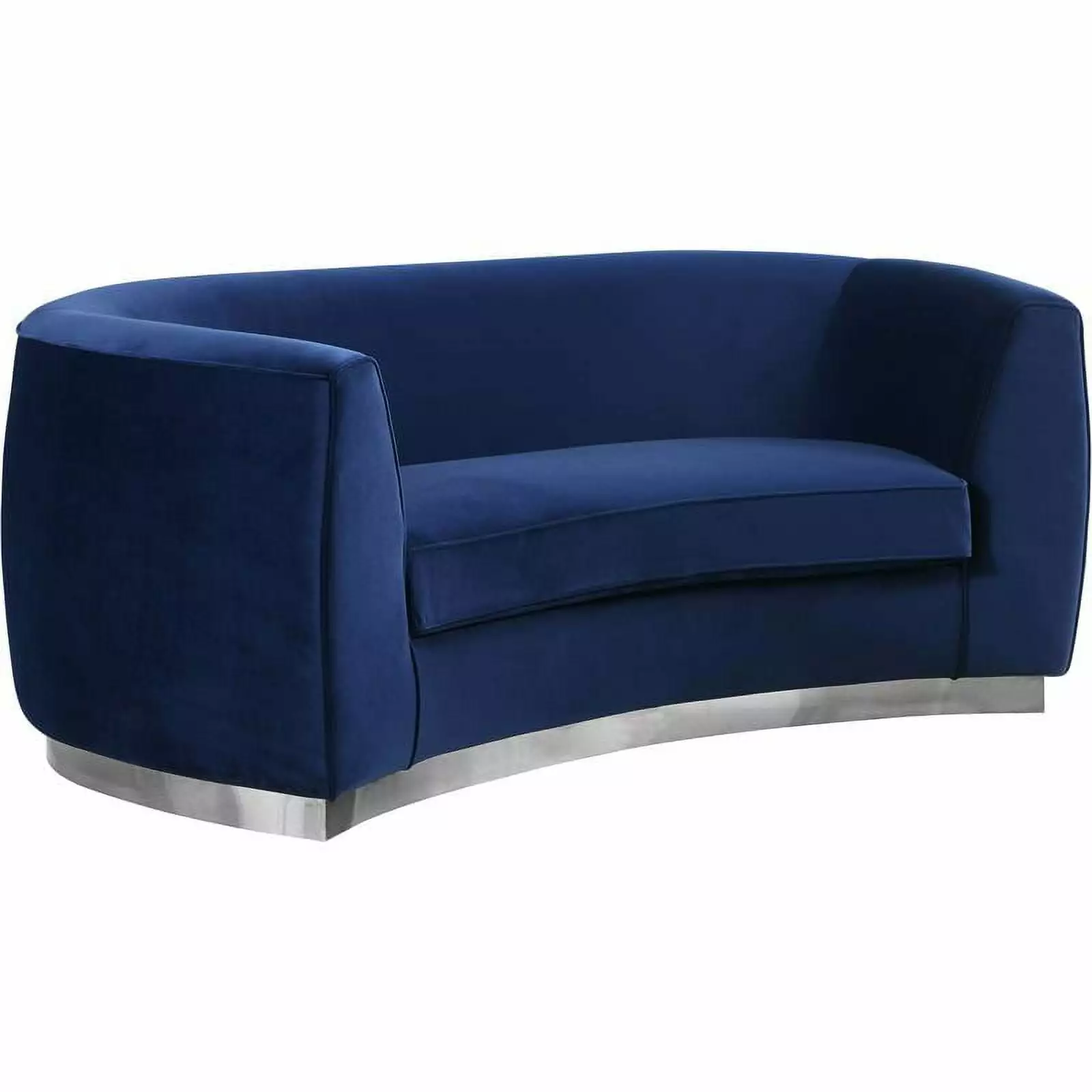 Maklaine Contemporary Velvet Loveseat in Navy