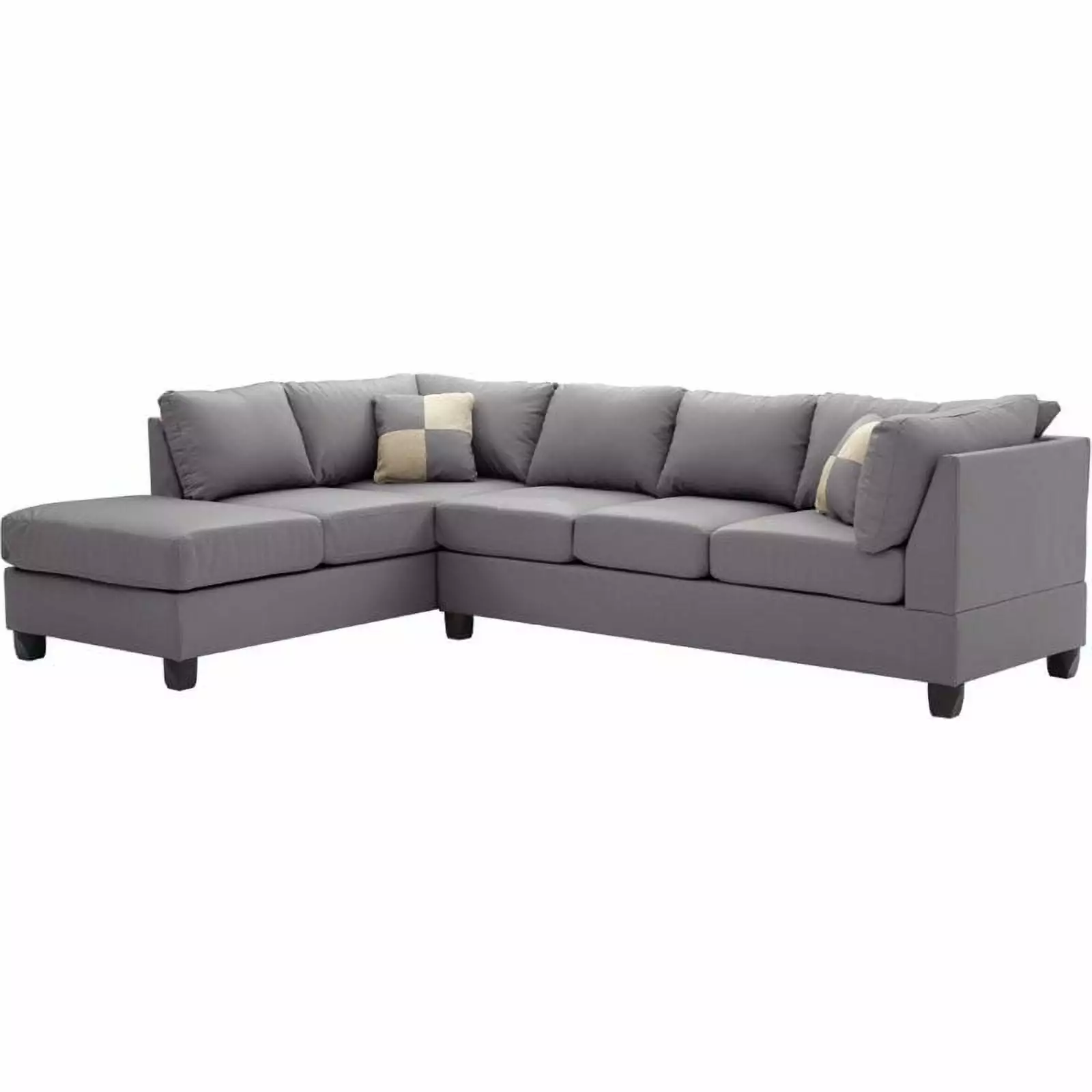 Maklaine Contemporary styled Faux Leather Sectional in Gray Finish