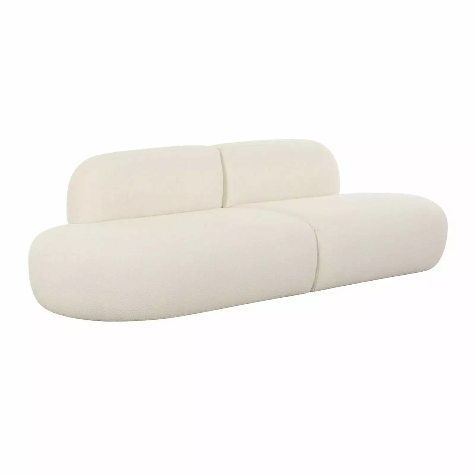 Maklaine Modern Contemporary Boucle Fabric Sofa in Cream Finish