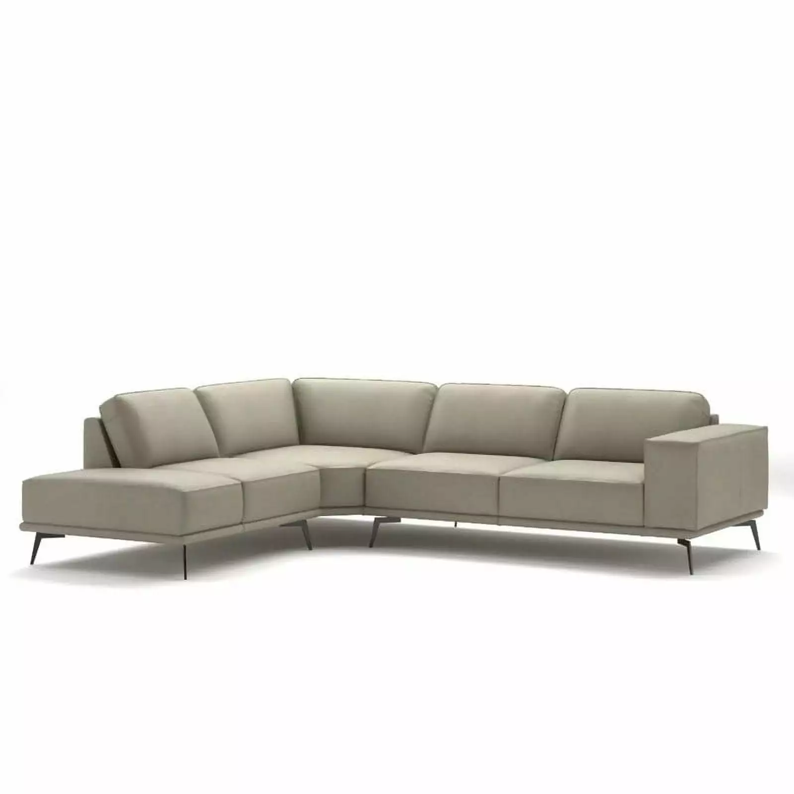 Manhattan Modern Leather Sectional Sofa in Off White. Right Facing Chase