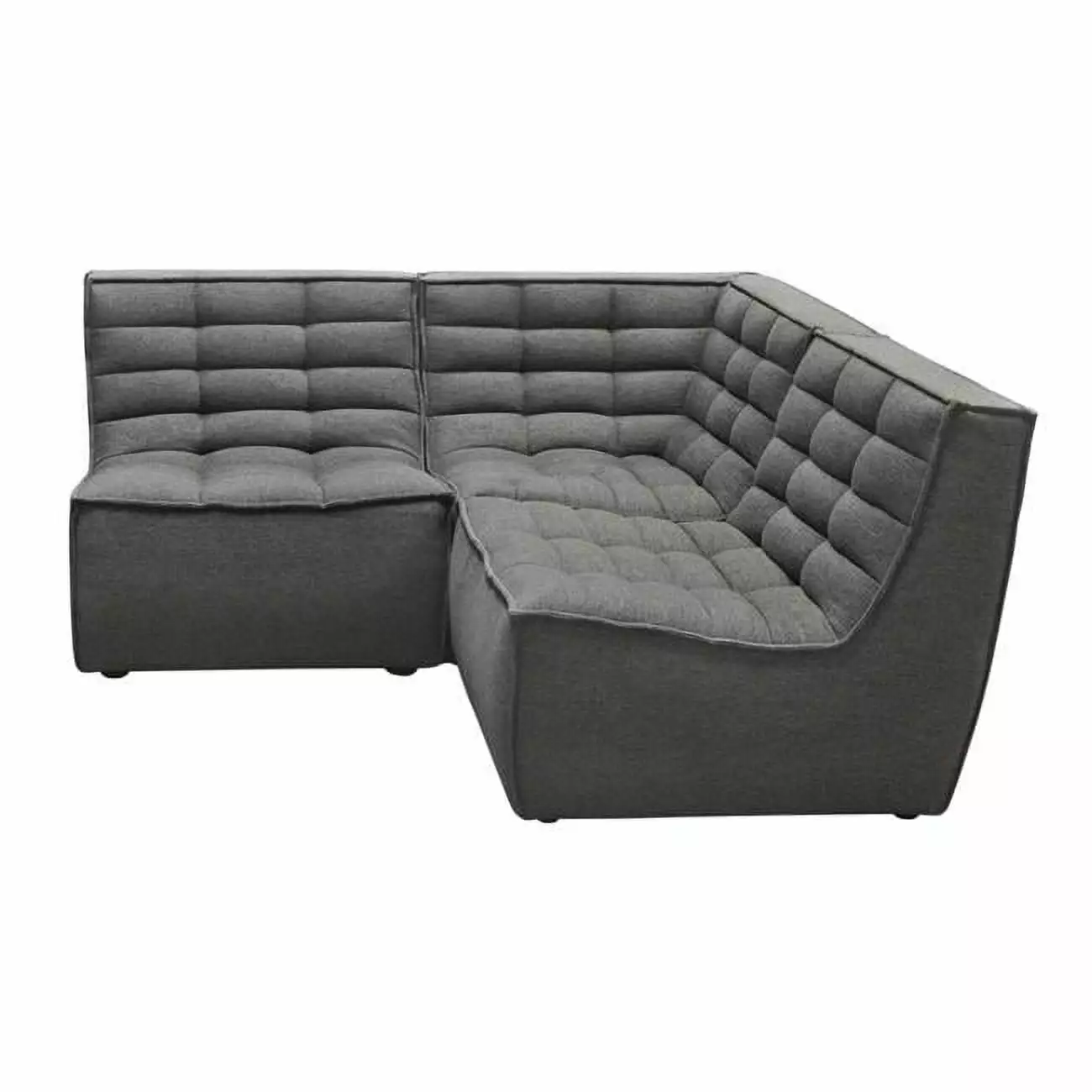 Marshall Corner Modular Sectional with Scooped Seat. Grey Fabric - 3 Piece