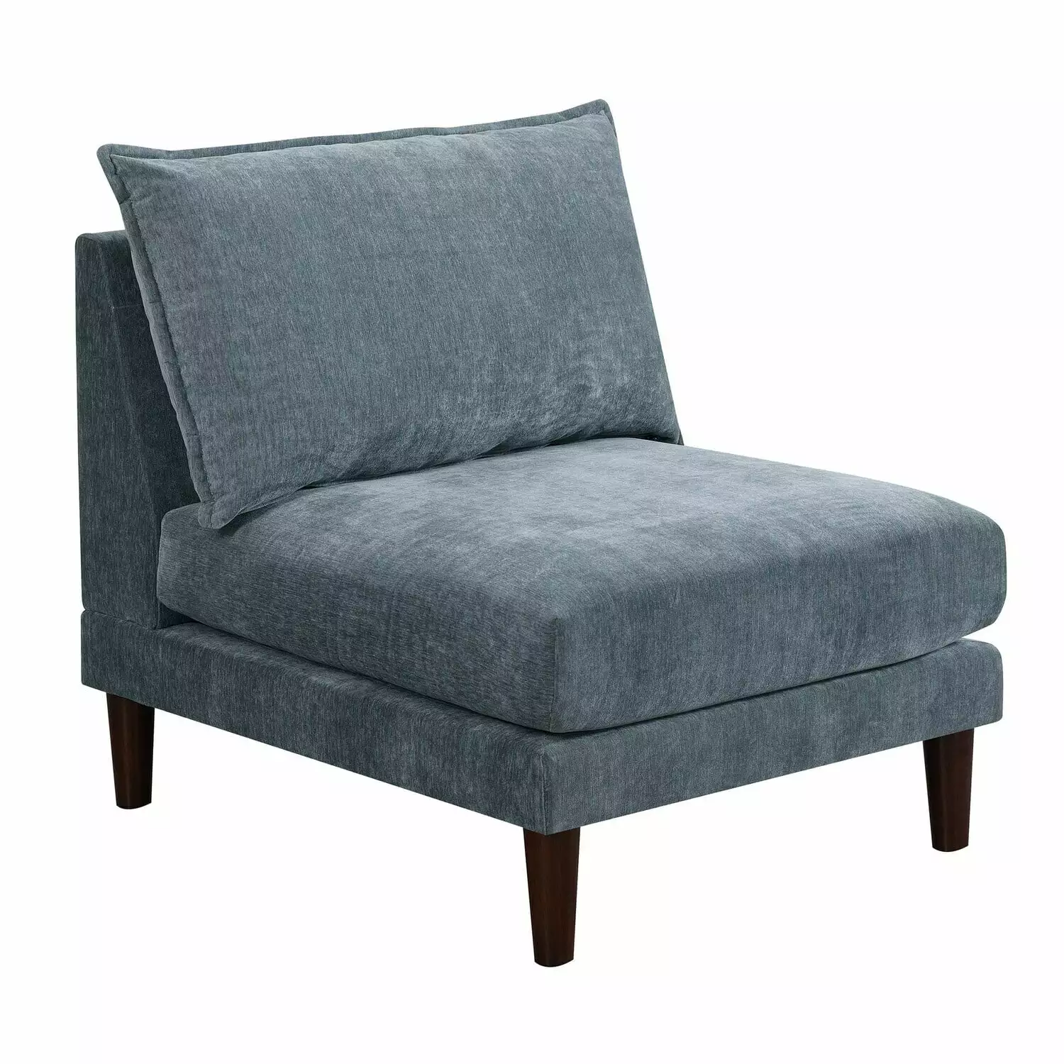 Maykoosh Southwestern Style 33 Inch Modular Armless Sofa Chair. Lumbar Cushion. Slate Blue Fabric