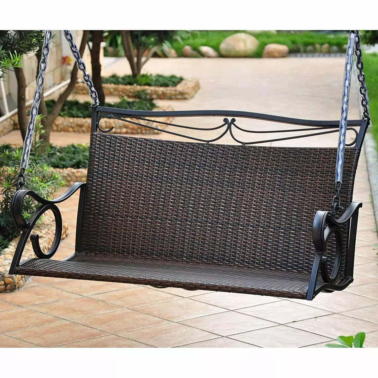 Maykoosh Victorian Elegance Resin Wicker /Steel Loveseat Swing