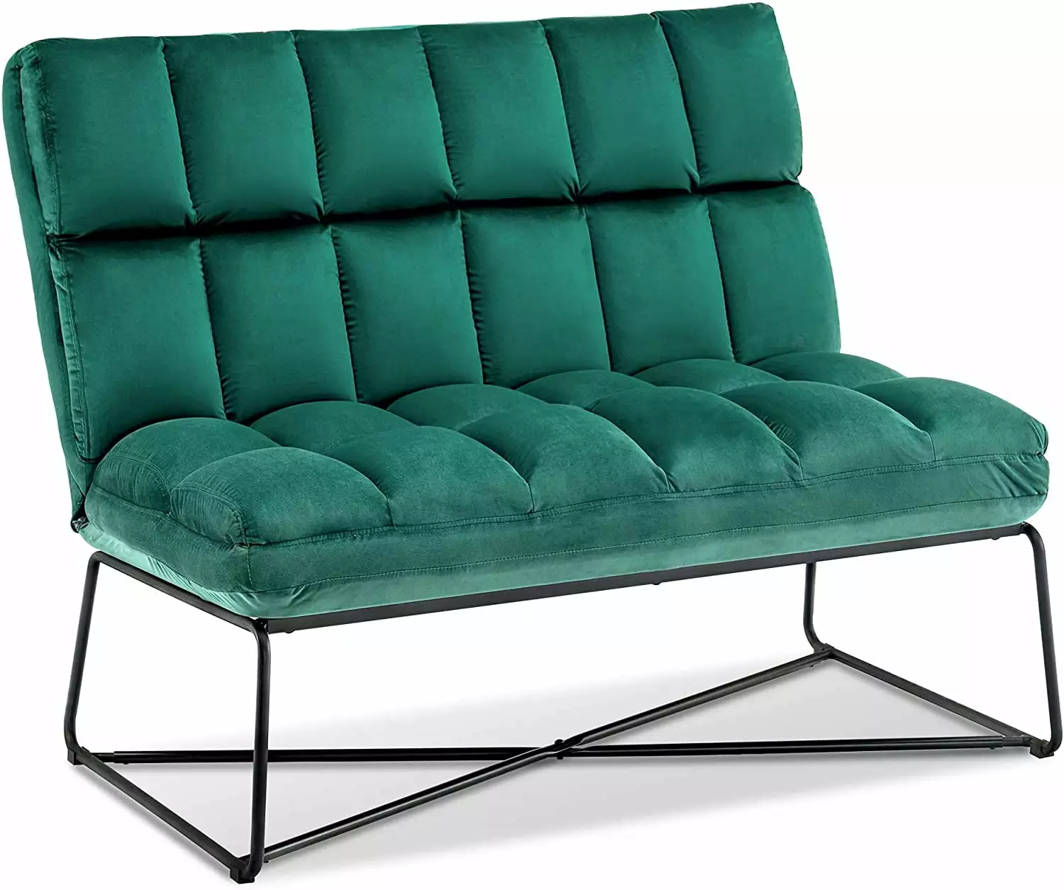 Mcombo Loveseat Sofa Couch. Mid-Century Velvet Settee. 2-Seater Upholstered Bench for Living Room 4018 (Green)