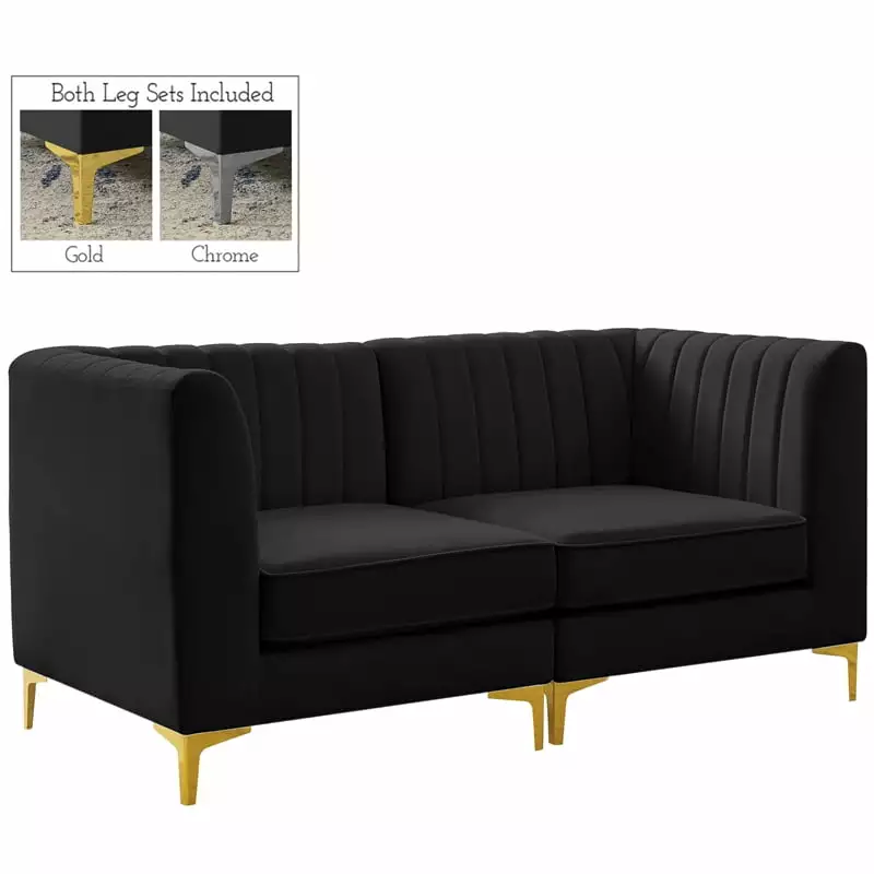 Meridian Furniture Alina Black Velvet Modular Sofa