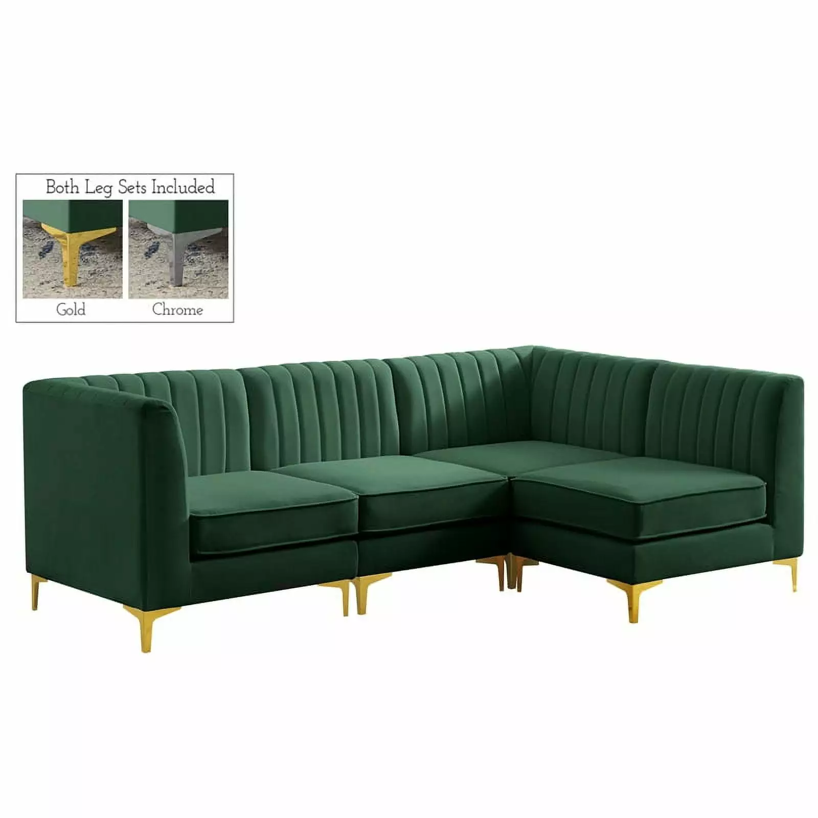 Meridian Furniture Alina Green Velvet Modular Sectional