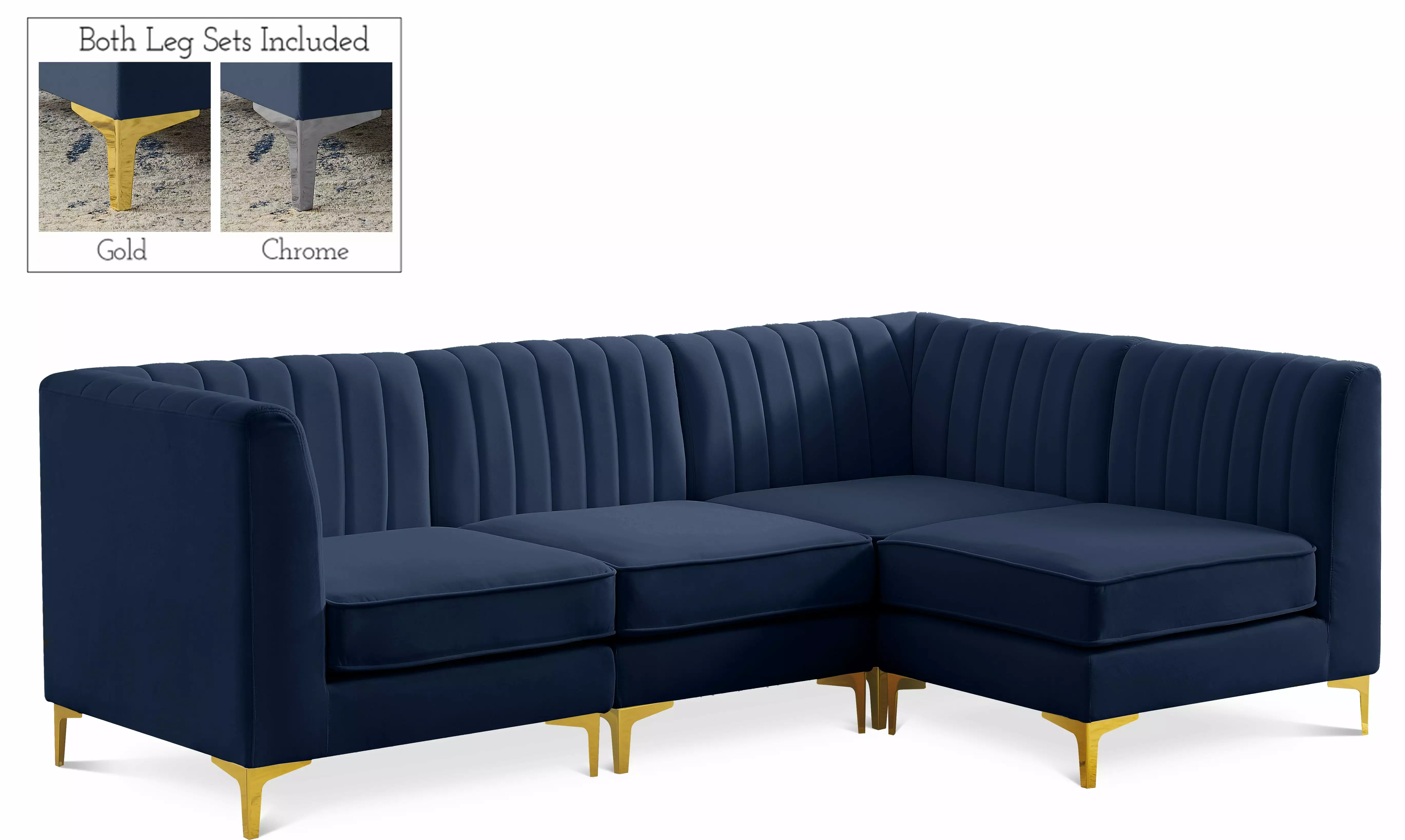 Meridian Furniture Alina Navy Velvet Modular Sectional