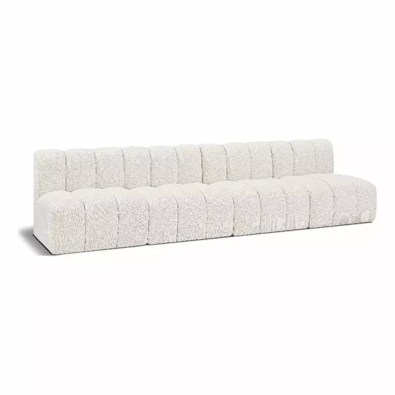 Meridian Furniture Arc Cream Boucle Fabric Modular Sofa