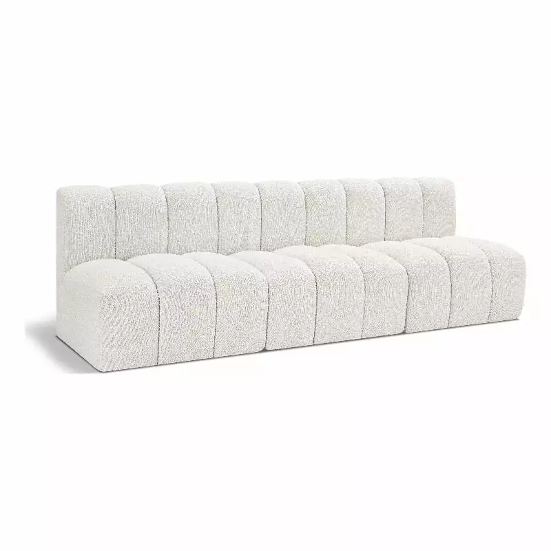 Meridian Furniture Arc Cream Boucle Fabric Modular Sofa