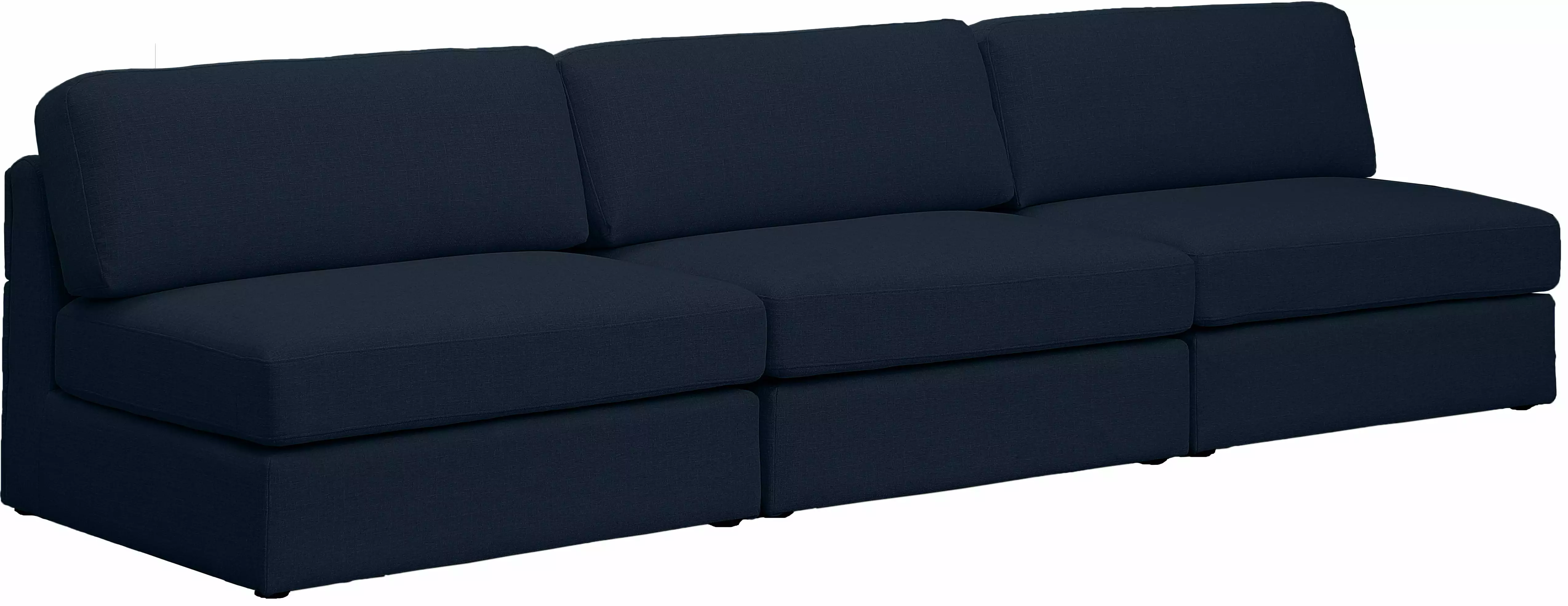 Meridian Furniture Beckham Navy Durable Linen Textured Fabric Modular Sofa