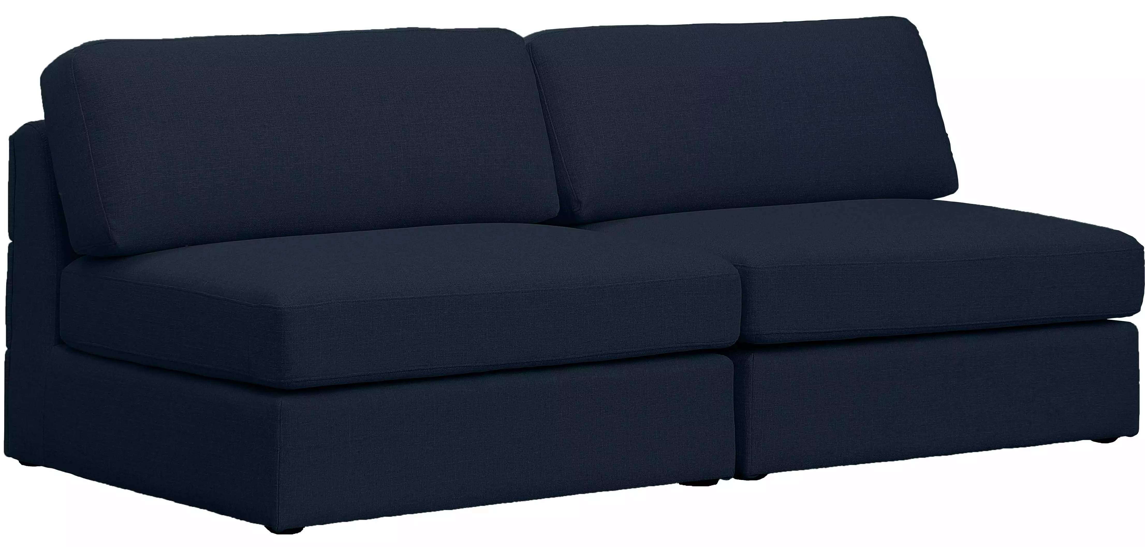 Meridian Furniture Beckham Navy Durable Linen Textured Fabric Modular Sofa