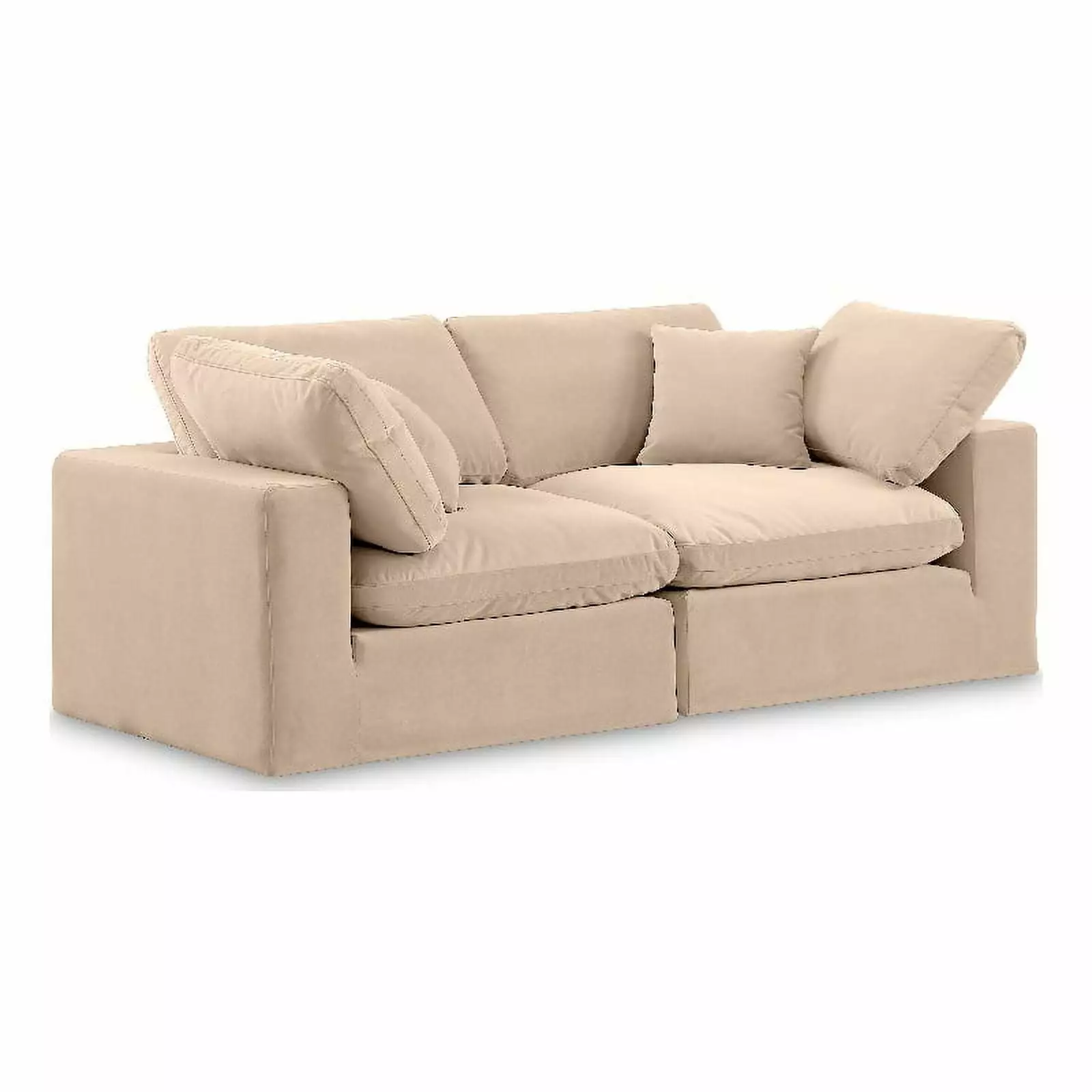 Meridian Furniture Comfy Beige Velvet 2-Pc. Modular Sofa