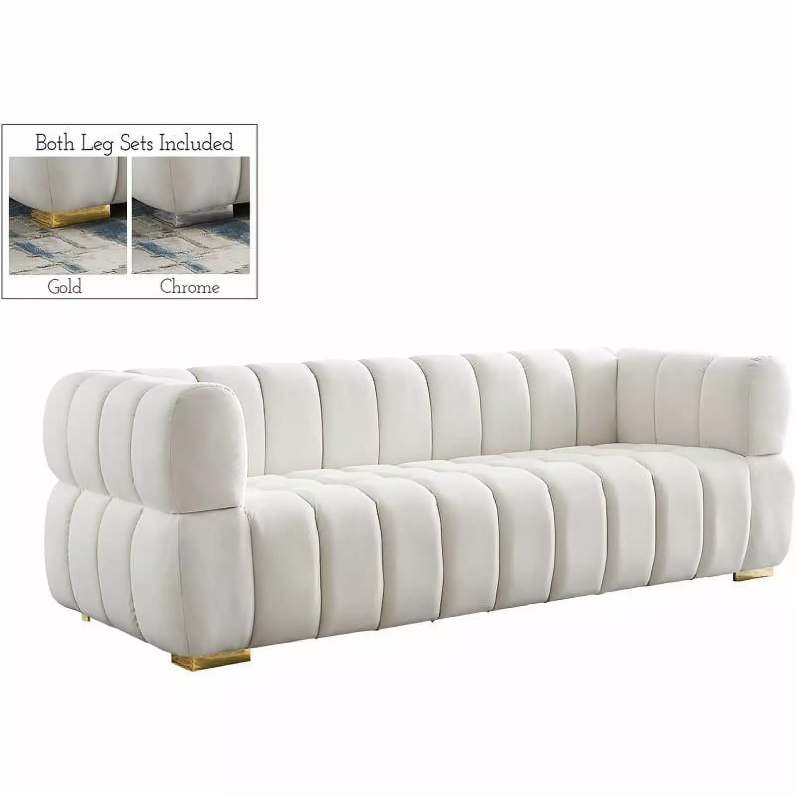 Meridian Furniture Gwen Cream Velvet Sofa