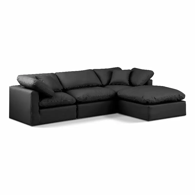 Meridian Furniture Indulge 105 Black Vegan Leather L-Shaped Modular Sectional