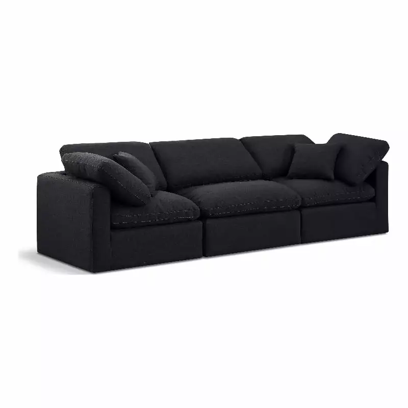 Meridian Furniture Indulge 105 Contemporary Linen Fabric Modular Sofa in Black